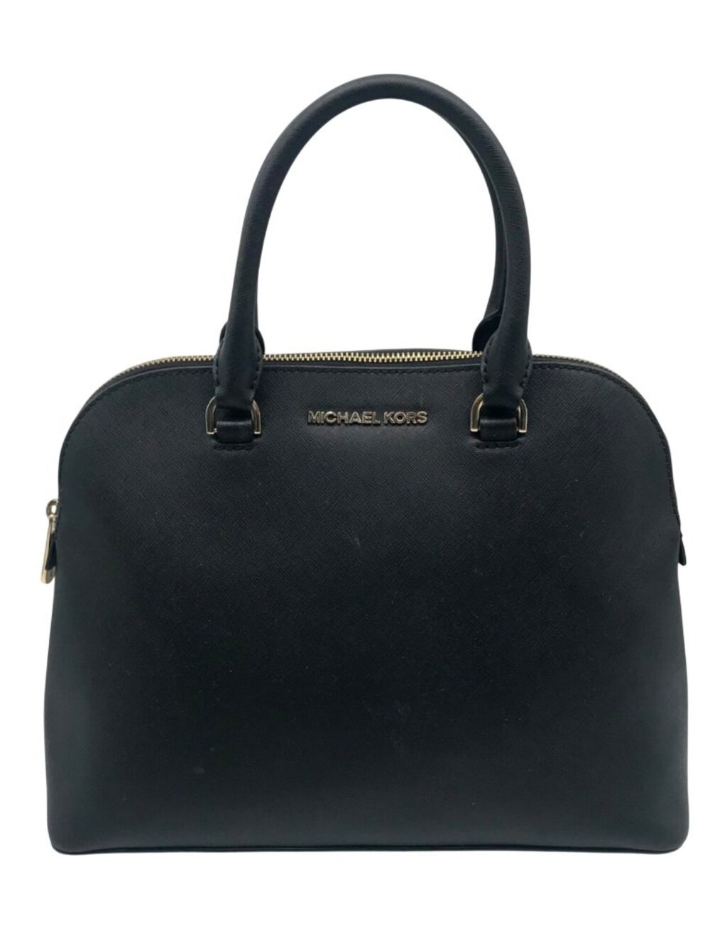 Michael Kors Cindy Black Saffiano Leather Dome Satchel Crossbody